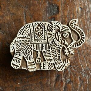 Hand-carved Intricate Elephant Wood Block Stamp Decor